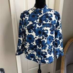 Charter Club Blue and White Floral Jacket
